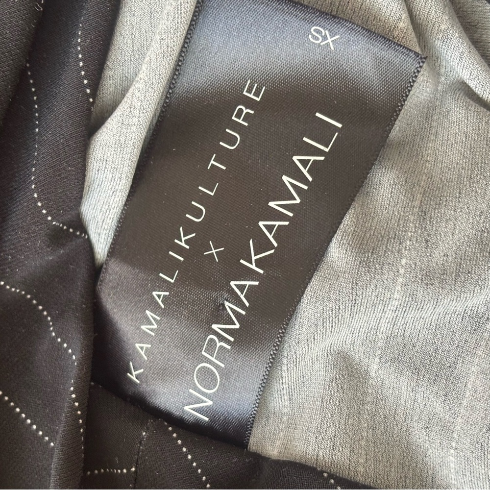 Norma Kamali Faux Wrap Jersey Pinstripe Sheath Maxi Dress in Black Size XS - Picture 9 of 11